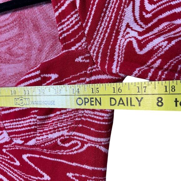 Zara Long Sleeve Sweatheart Neckline Bodycon Mini Dress Marble Print L Red White - Picture 3 of 7